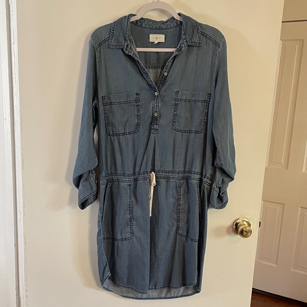 Lou & Grey Lightweight denim Midi Dress with pockets - Picture 1 of 4